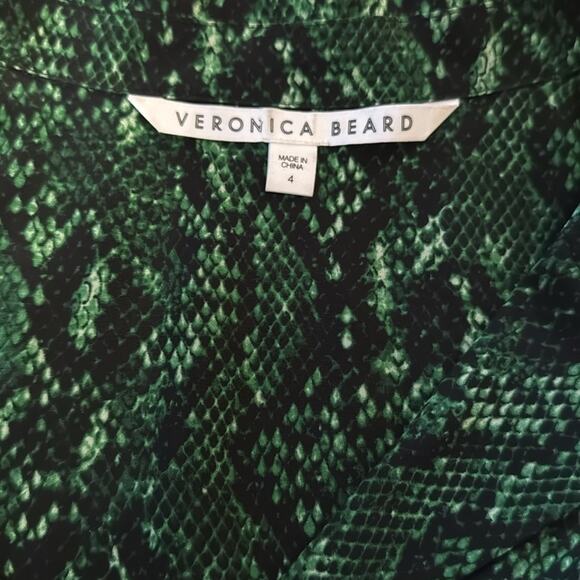 Veronica beard merci python silk Kelly green black size 4 - Picture 4 of 5